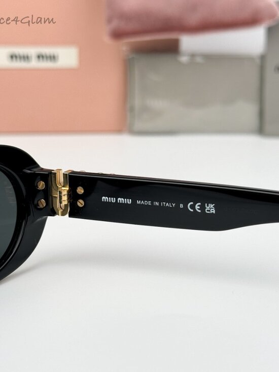 Miu Miu Women Sunglasses Black Grey Oval MU06ZS GLIMPSE 1AB5S0 NEW AUTHENTIC main image 4